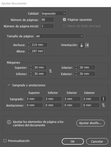 Creación del documento Indesign base
