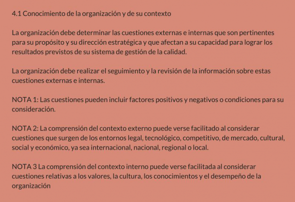 Conocimiento de la organización y su contexto (4.1)