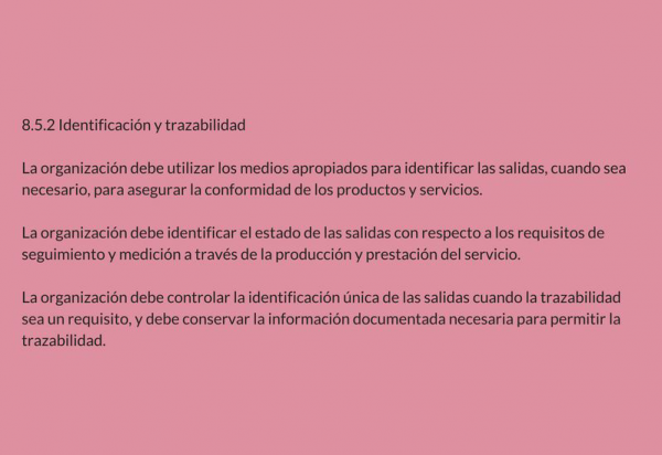 Identificación y trazabilidad (8.5.2)