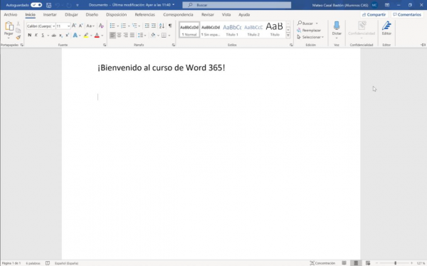Introducción a Word 365