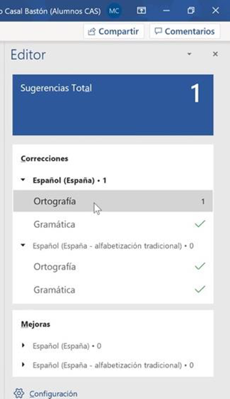 Ejercicio 3. Buscar, reemplazar, ortografía y conteo