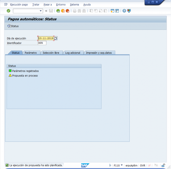 Ejercicio 9 SAP FI: F110. Pago factura (pago automático)