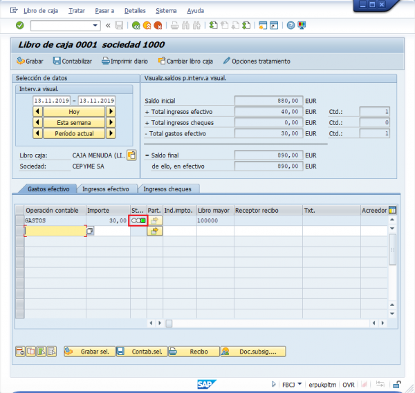 Ejercicio 14 SAP FI: FBCJ. Gasto