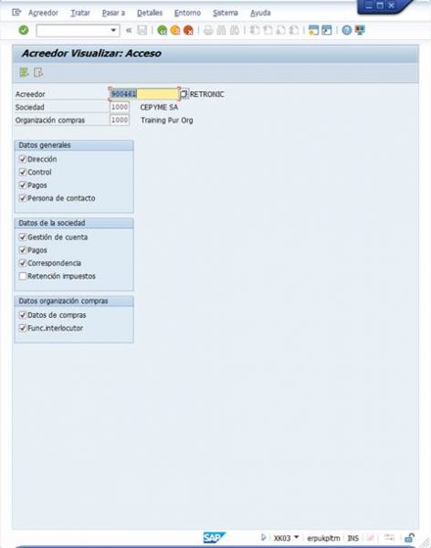 Ejercicio 3 SAP FI: XK01. Crear proveedores