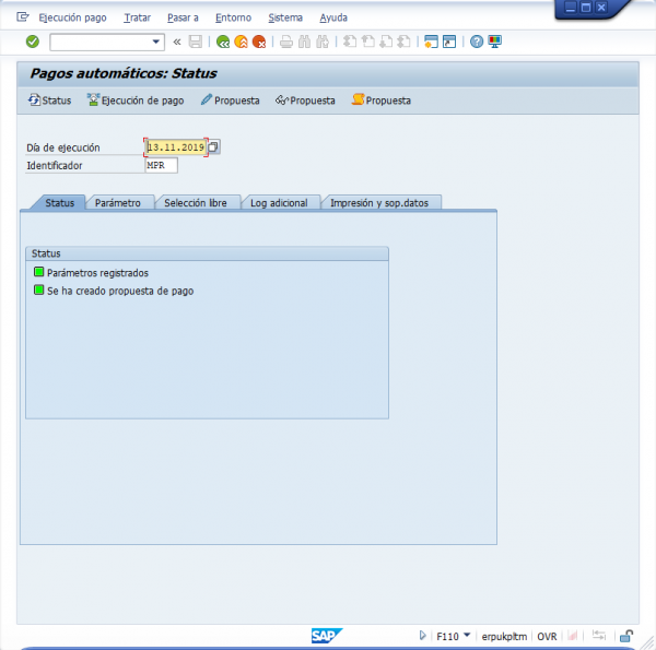 Ejercicio 9 SAP FI: F110. Pago factura (pago automático)