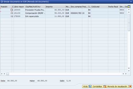 Ejercicio 11 SAP LO: MIRO. Recepción de factura del proveedor