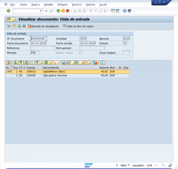Ejercicio 13 SAP FI: FBCJ. Ingreso