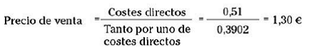 Precio de venta de varios productos con márgenes diferentes