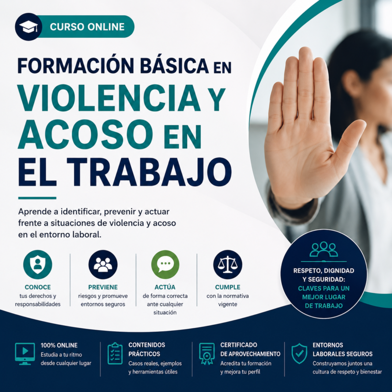 Formación en materia de violencia y acoso en el trabajo - Cursos Online