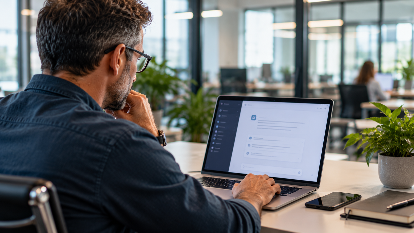 Profesional utilizando inteligencia artificial en su trabajo