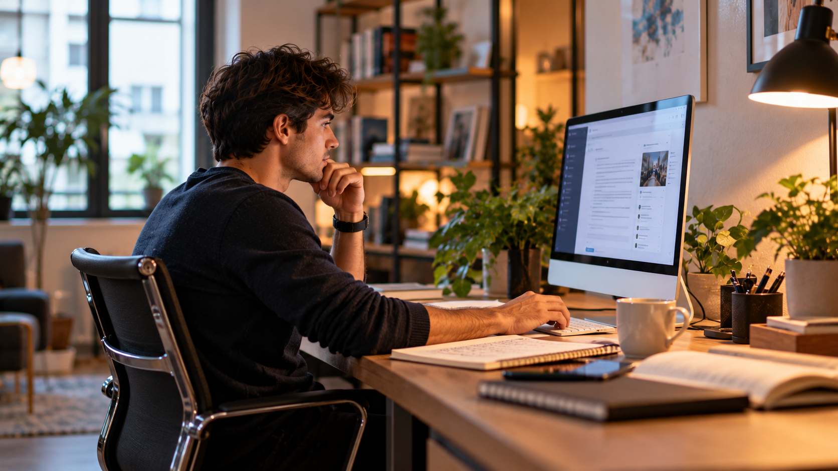 Alumno realizando formación online desde casa